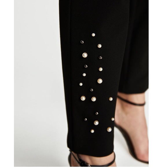 Zara Pants - ZARA Ankle Trousers with Pearl detail